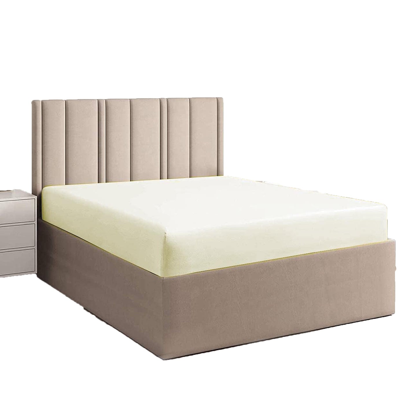 1000 TC Long Staple Combed  100% Natural Cotton Fitted Sheet - Cream