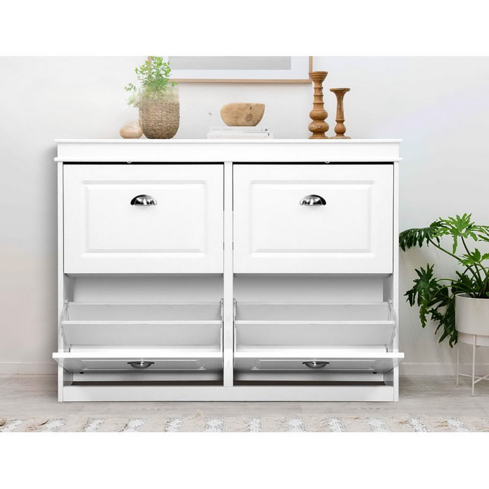 Shoe Cabinet Shoes Storage Rack Organiser White Shelf Drawer Cupboard 24 Pairs