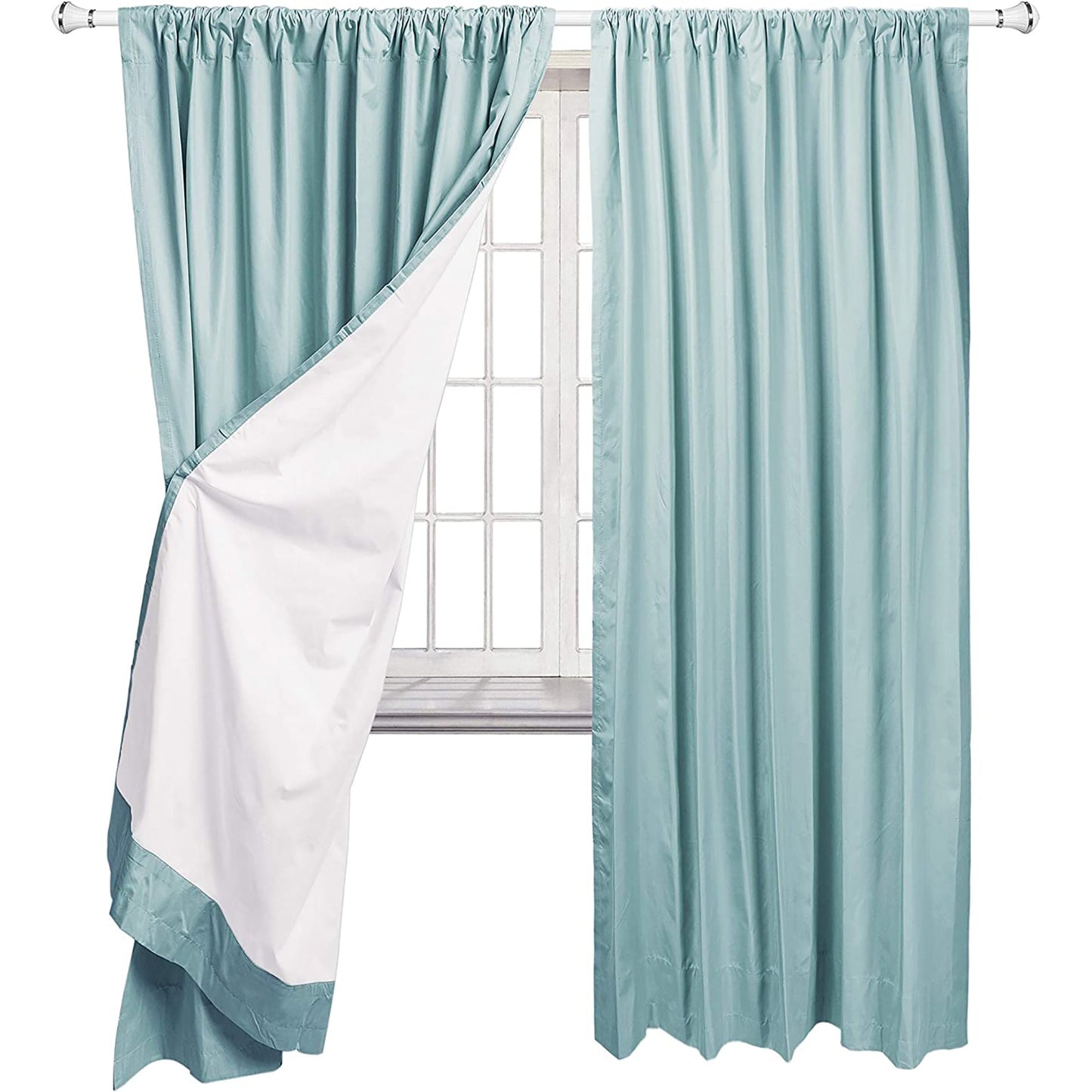 Room Darkening Blackout Window Curtains with Tie Backs Set 2 Panels - Seafoam Green