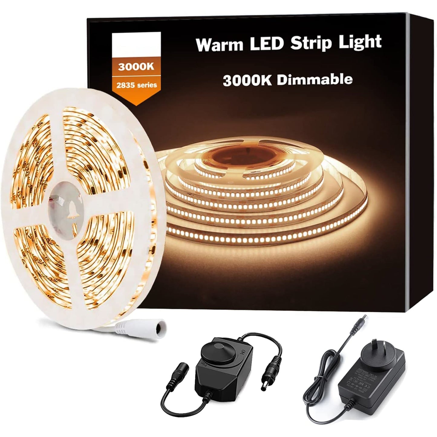 Flexible 3000K Dimmable Bright LED Tape Strip Lights 5 Meters - Warm White