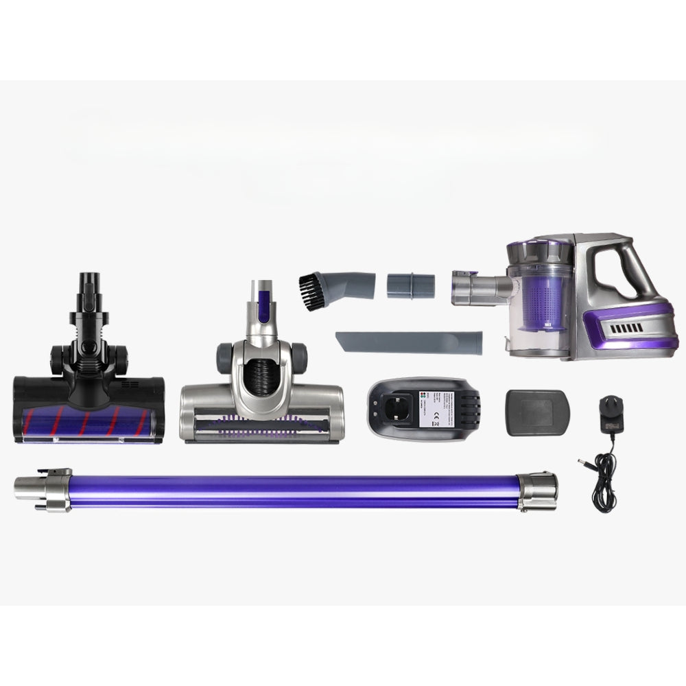 150W Stick Handstick Handheld Cordless Vacuum Cleaner 2-Speed with Headlight Purple