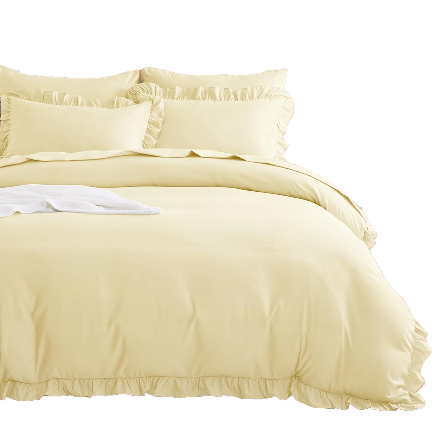 1000TC Ultra Soft Microfiber Duvet Doona Cover Quilt Cover Set - Ruffle Cream