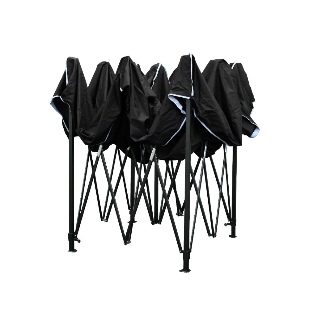 Gazebo Pop Up Marquee Outdoor Wedding Tent Kit Black - 3x3m