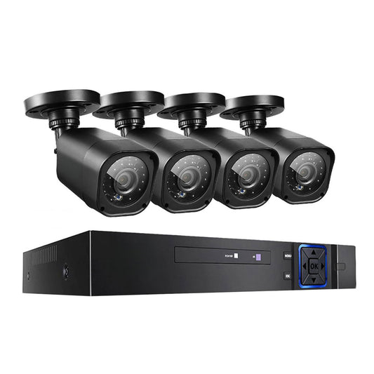 4CH 5 IN 1 DVR CCTV Security System Video Recorder 4 Cameras 1080P HDMI Black