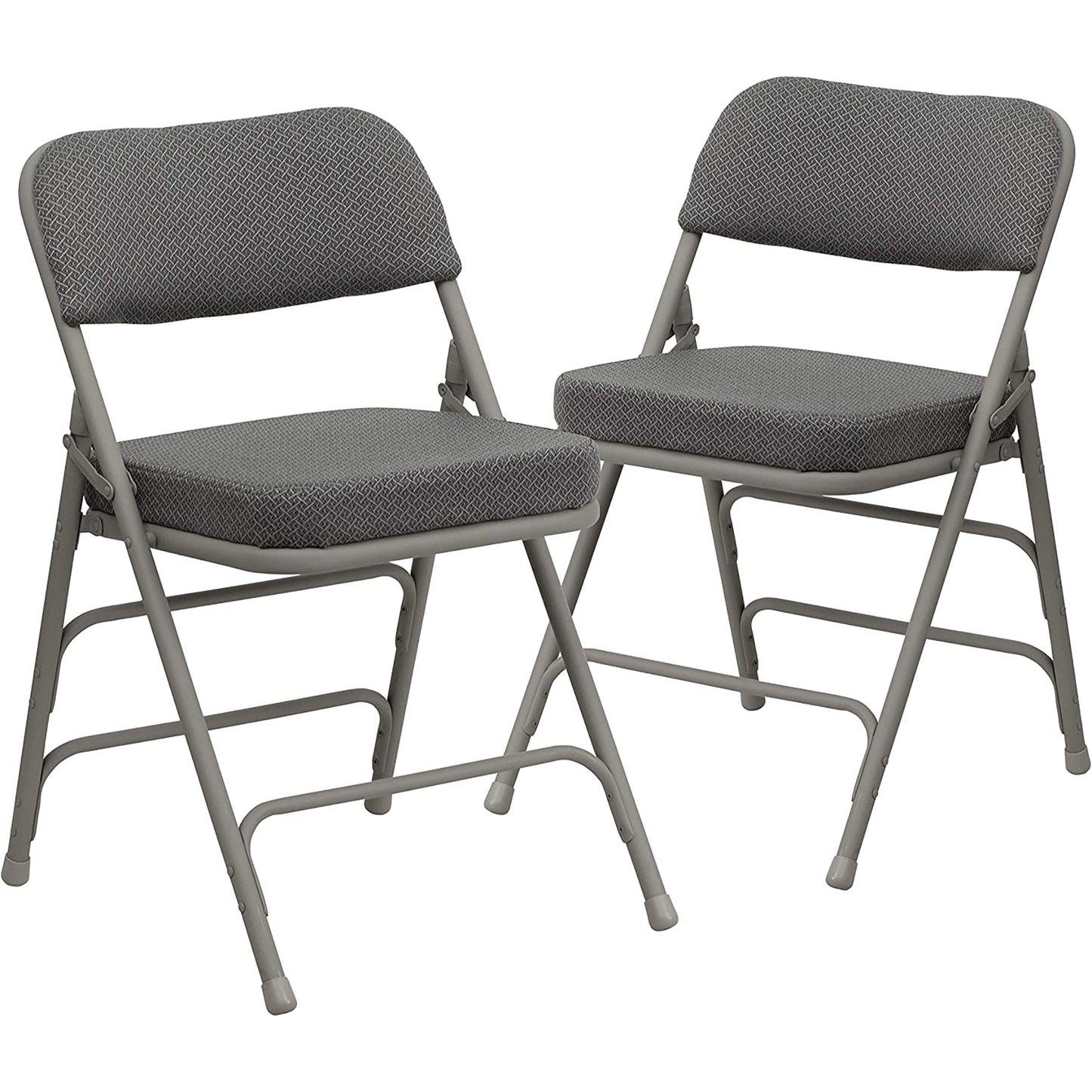 Premium Curved Triple Braced and Double Hinged Fabric Metal Folding Chair - Gray