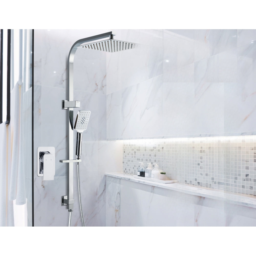 10'' Rain Shower Head Mixer Square Handheld High Pressure Wall Chrome