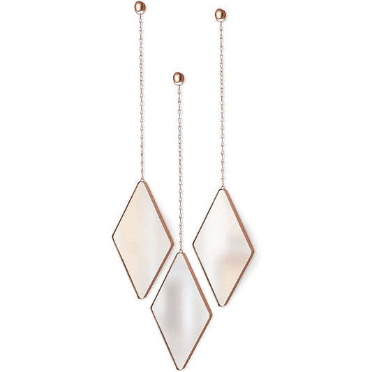 Apartment Decor Trio Wall Art Copper Decorative Wall Mirrors - Set of 3