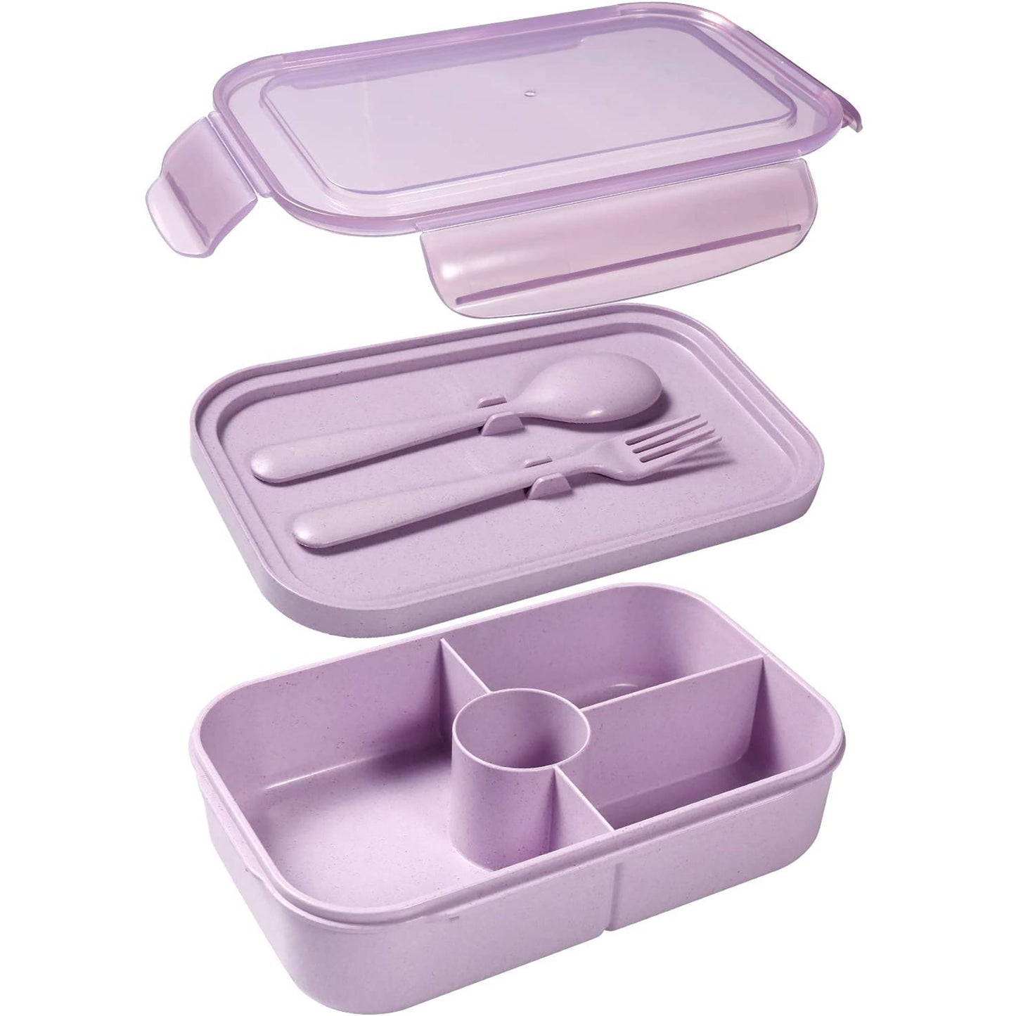 Microwave Safe Lunch Container Bento Box with 4 Compartments for Kids - Light Purple
