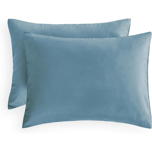 1000TC Ultra Soft Microfibre Pair of Pillowcases - Steel Blue