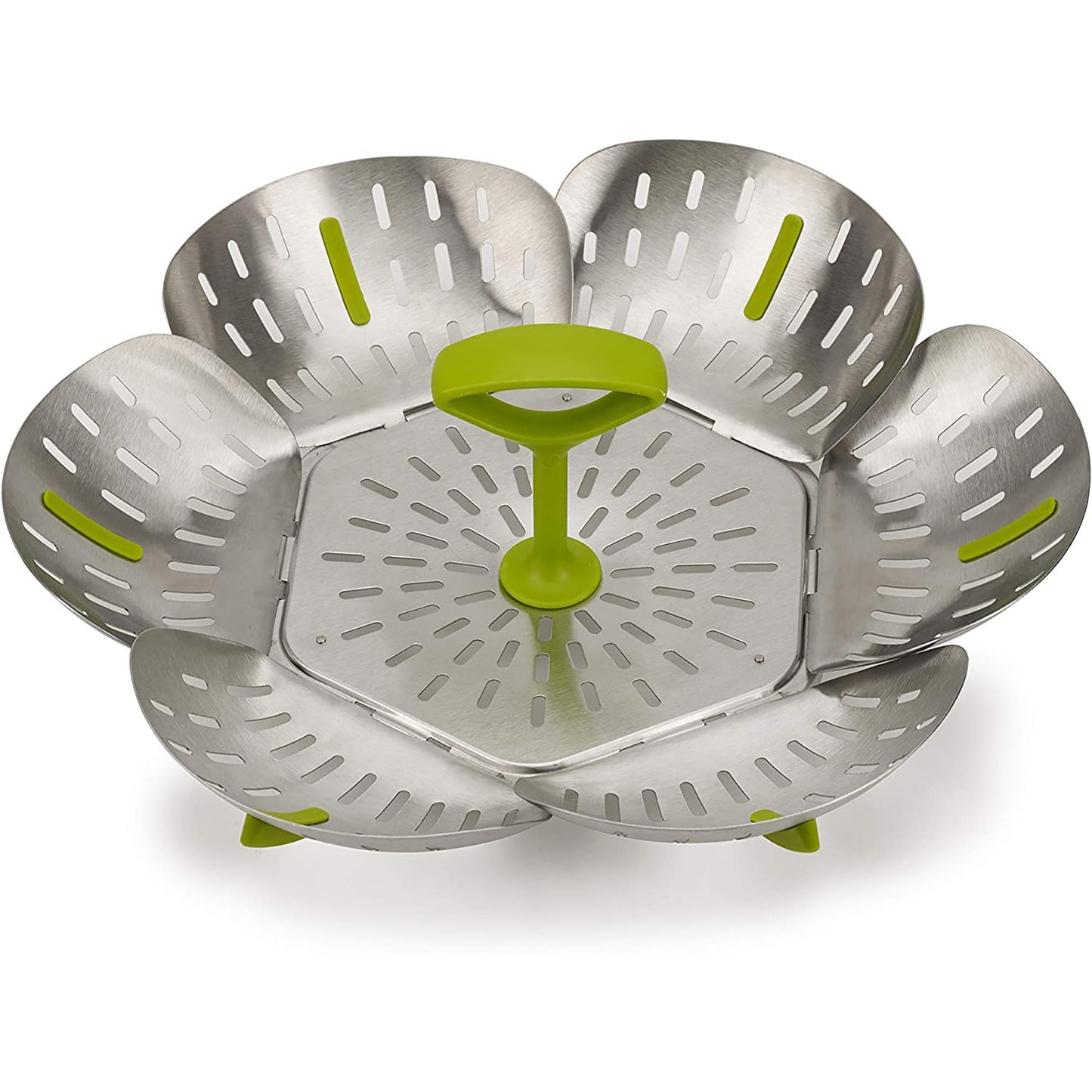 Extra Large Stainless Steel Folding Steamer Basket - Green