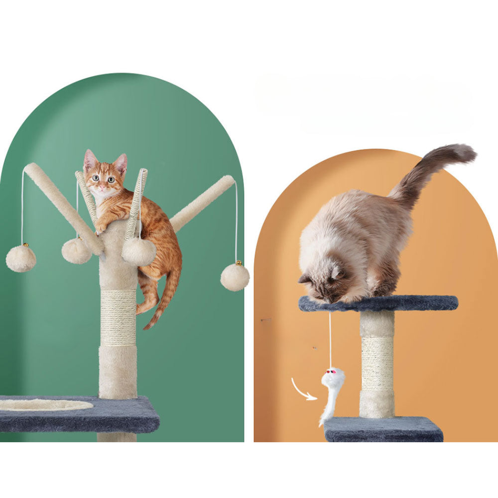 Cat Tree Scratching Post Scratcher Tower House - 110cm