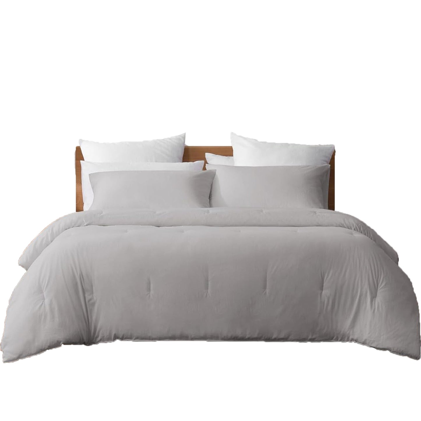 225TC Soft and Cozy Hypoallergenic Cotton Washed Quilt Cover Set - Light Grey