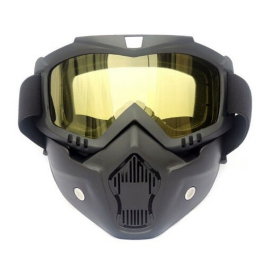 Detachable Face Mask Full Face Paintball Airsoft Mask with Motorcycle Goggle Tactical
