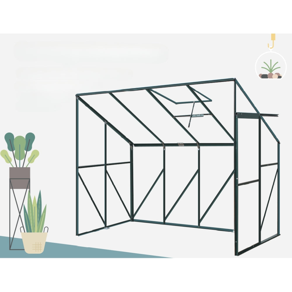 Greenhouse Aluminium Green House Garden Polycarbonate 2.52x1.27M