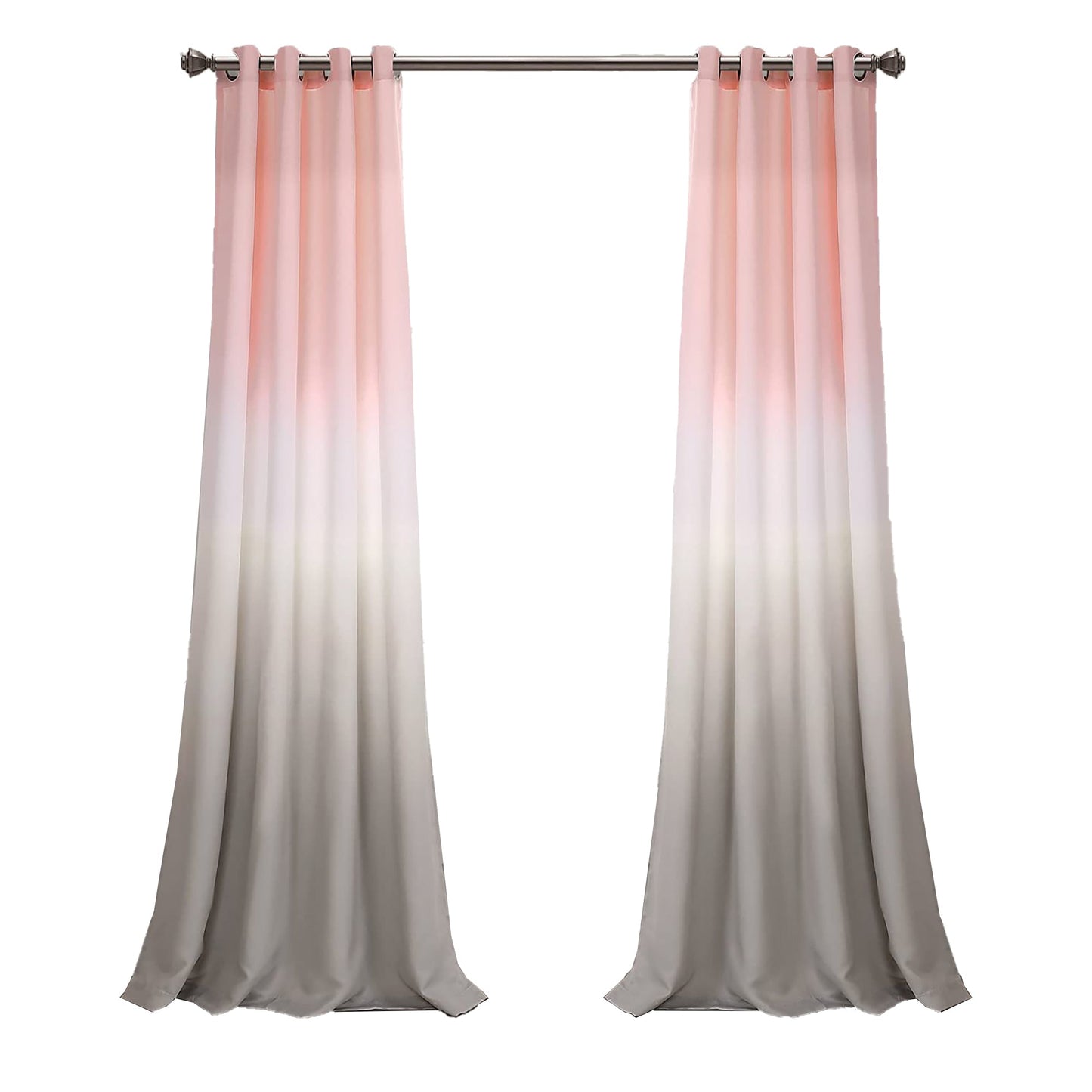 Room Darkening Window Curtain Panel Set 84 Inch L - Blush and Gray