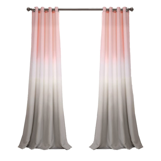 Room Darkening Window Curtain Panel Set 84 Inch L - Blush and Gray