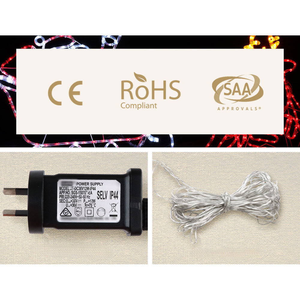 Christmas Motif Lights LED Rope Reindeer Colourful Xmas - 5m