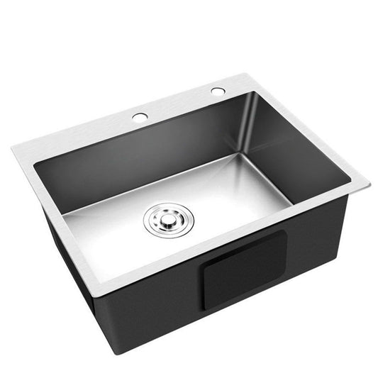 55cm x 45cm Stainless Steel Kitchen Sink Flush/Drop-in Mount Silver