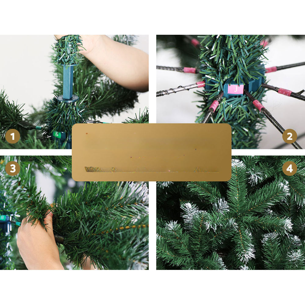 Christmas Tree Xmas Decorations Snowy 1500 Tips - 2.4m