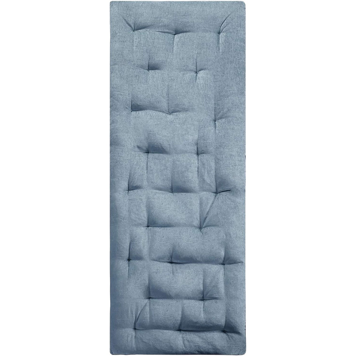 Foldable Poly Chenille Light Weight Floor Pillow Tufted Seat Cushion with Travel Wrap - Aqua
