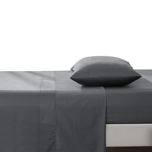 500TC Soft and Luxurious 100% Cool Breathable Cotton Flat Sheet - Charcoal