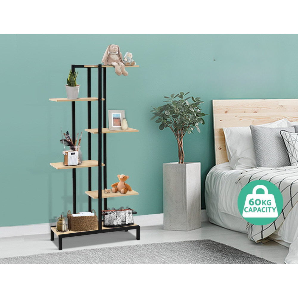 6-tier Indoor Outdoor Metal Wood Plant Stand Garden Shelf Garden Display