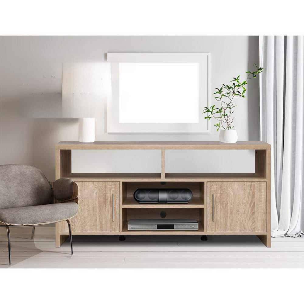 TV Cabinet Entertainment Unit Stand Storage Shelf Sideboard 140cm Oak