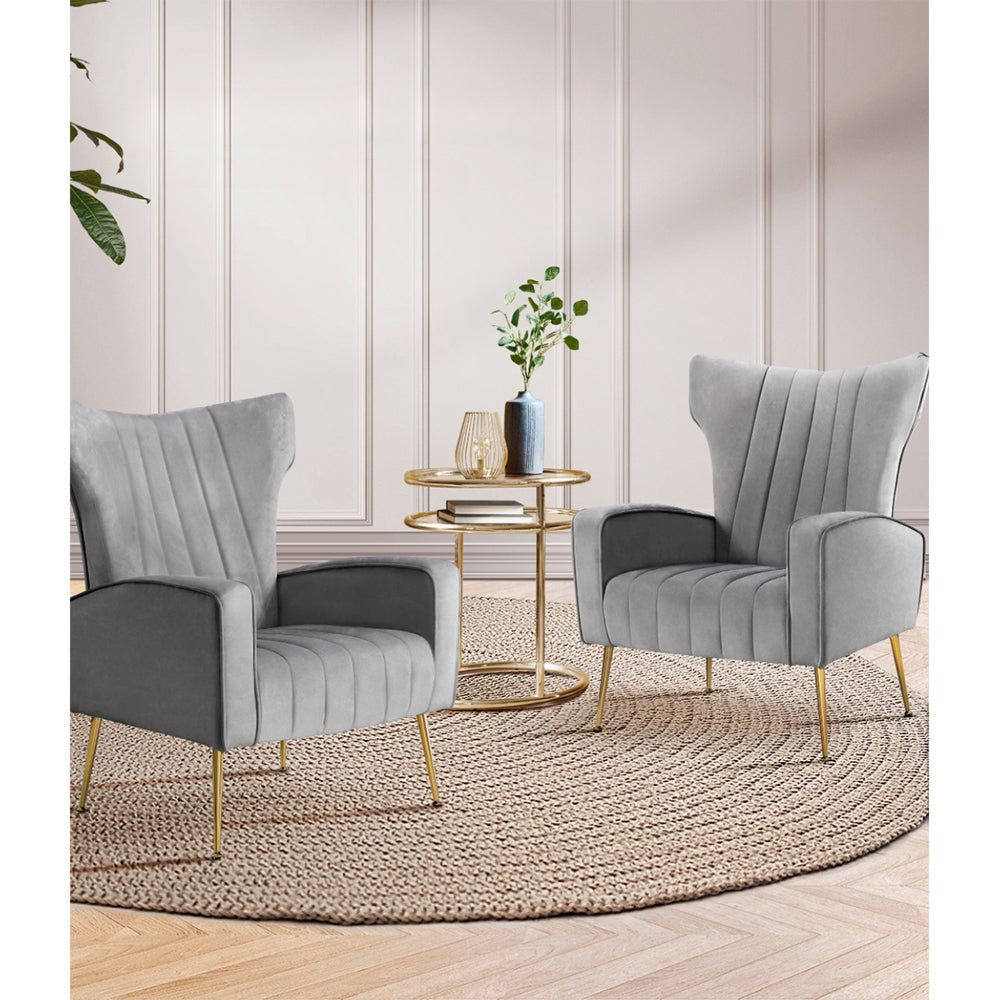 Armchair Lounge Accent Chairs Armchairs Chair Velvet Sofa Grey Seat
