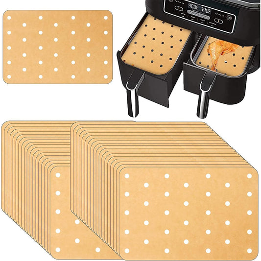 Disposable Air Fryer Liners for Dual Air Fryer 8.1 Inch 100 Pcs - Brown