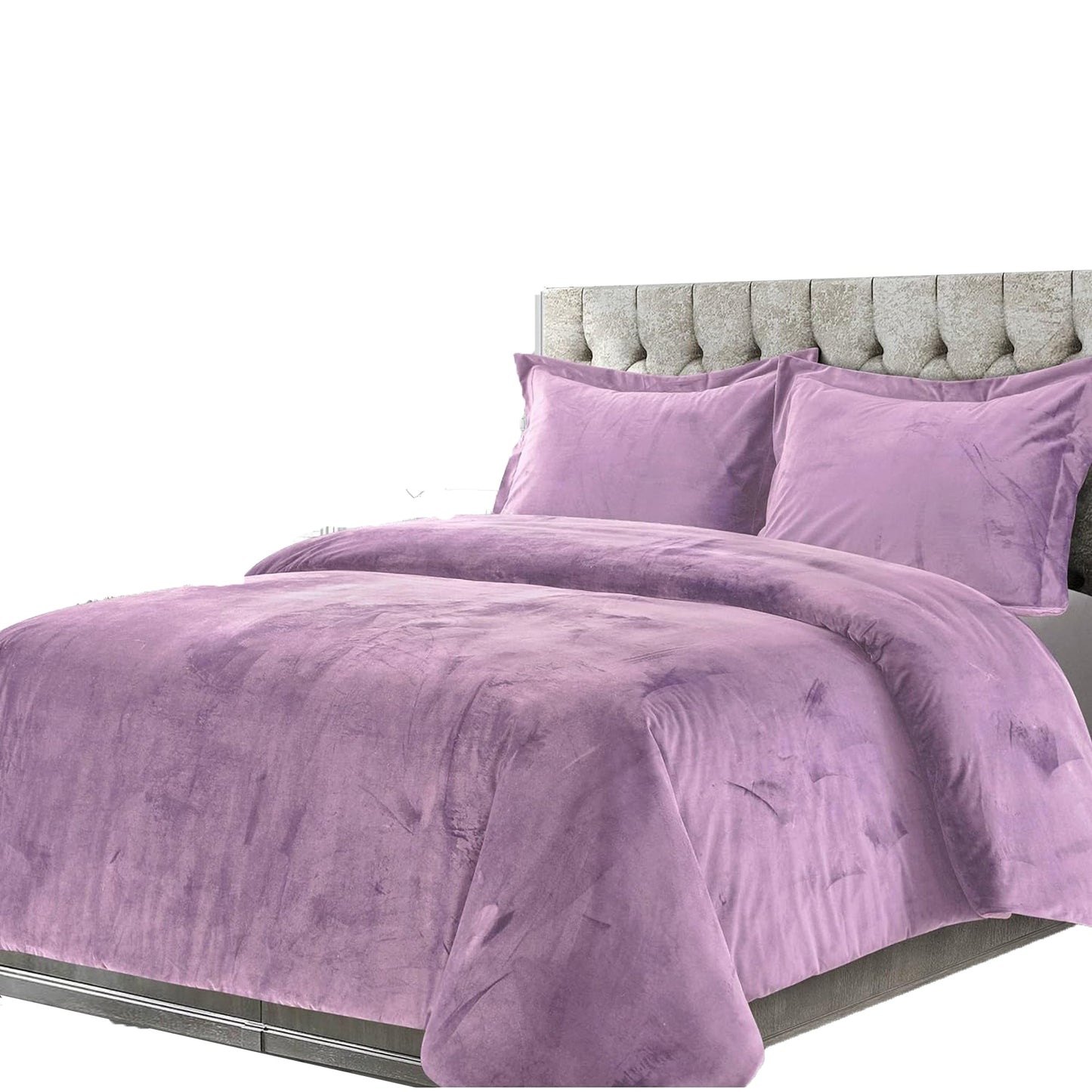 Venice Velvet Oversized Solid Duvet Cover Set - Lilac