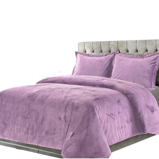 Venice Velvet Oversized Solid Duvet Cover Set - Lilac