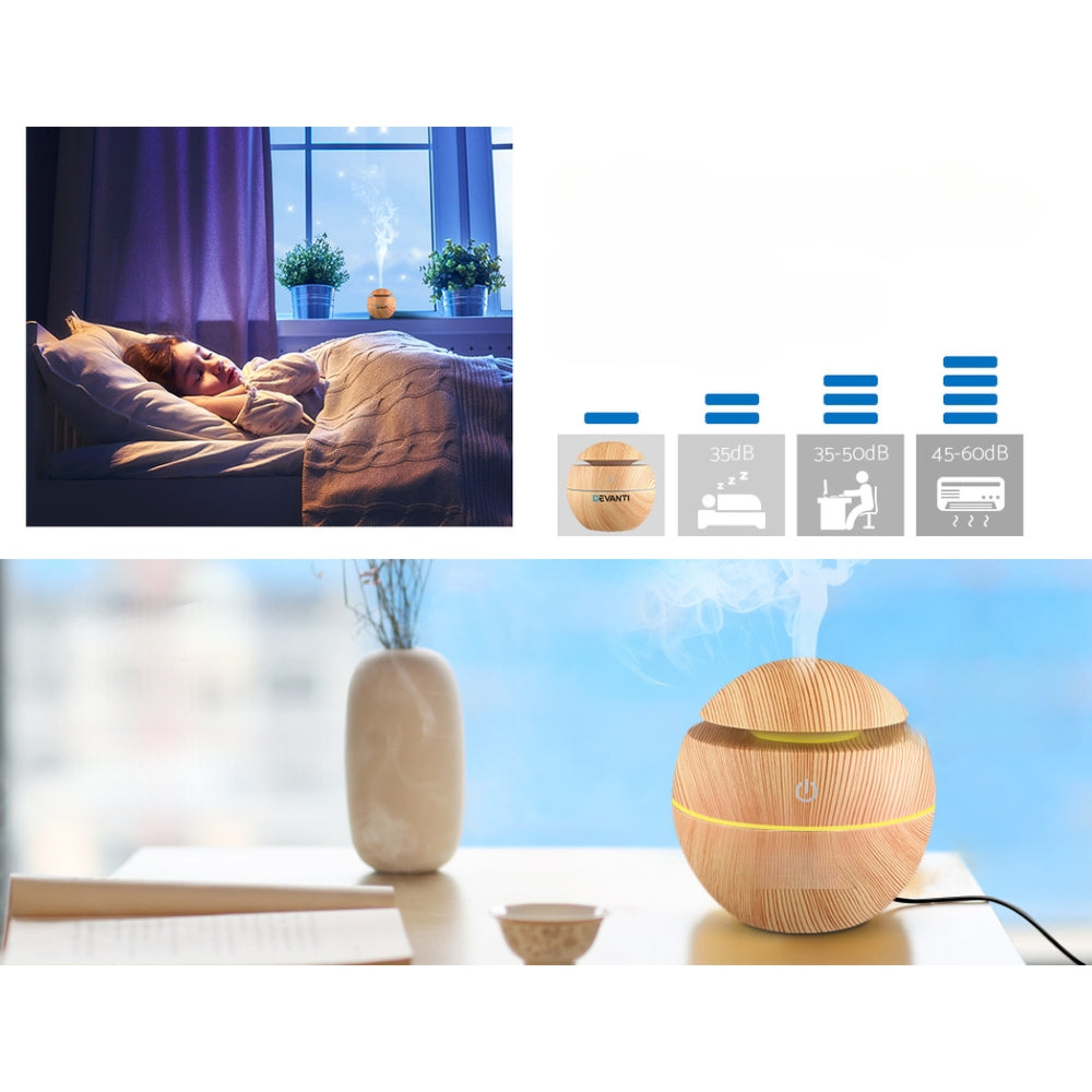 Aromatherapy Diffuser Aroma Essential Oils Air Humidifier LED Light 130ml