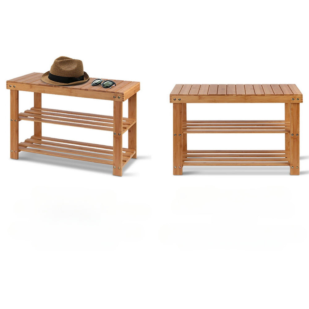 Bamboo Shoe Rack Wooden Seat Bench Organiser Shelf Stool