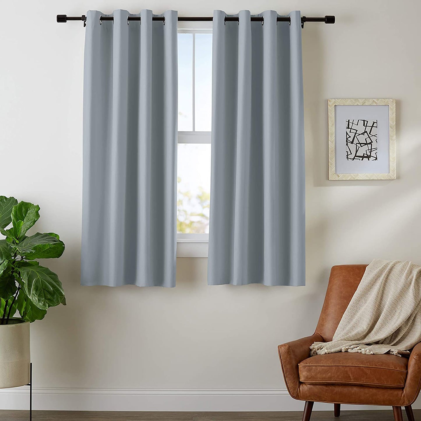 Room Darkening Blackout Window Curtains with Grommets 2 Panels - Dark Gray