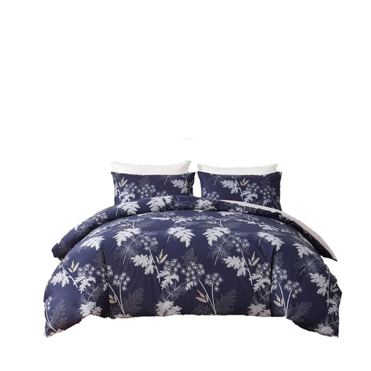 Soft Microfibre Bedding Quilt Cover Set - Navy Blue Floral