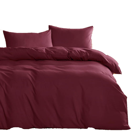 1000TC Ultra Soft Microfiber Duvet Doona Cover Bedding Quilt Cover Set - Burgundy