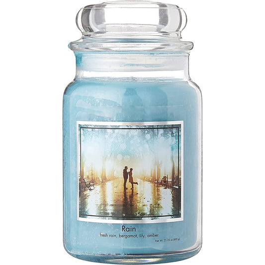 Rain Large Glass Apothecary Jar Scented Candle 21.25 oz - Blue