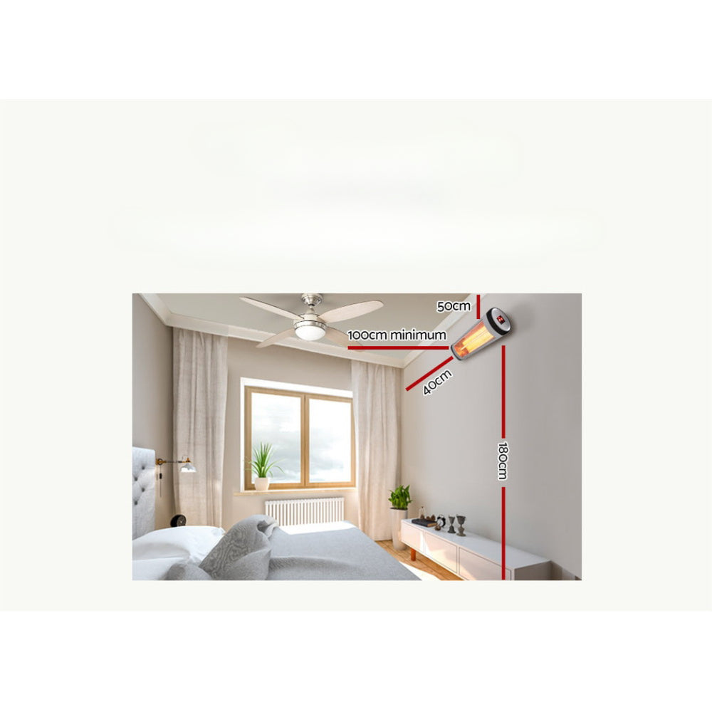 Electric Infrared Patio Heater Radiant Strip Indoor Outdoor Heaters Remote Control 1500W