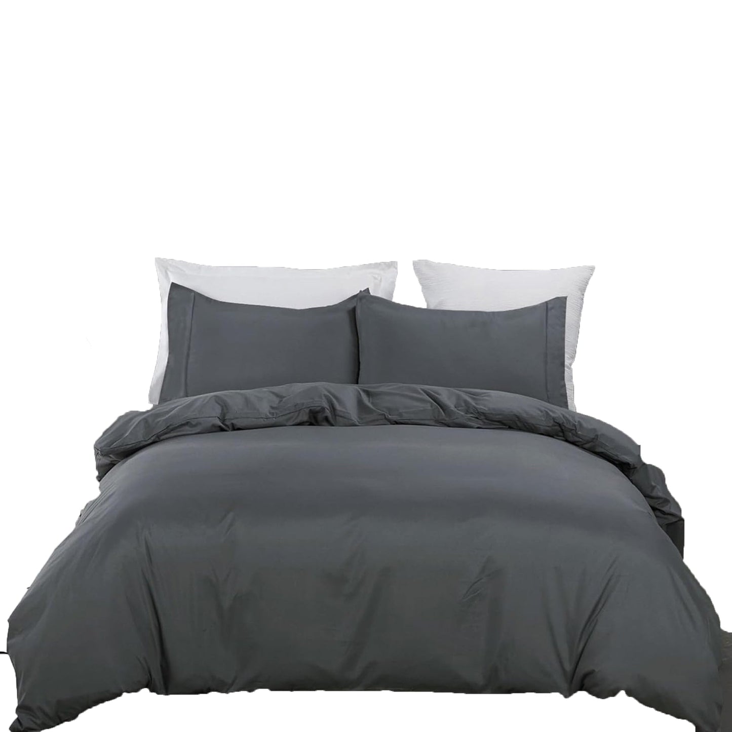 2000TC Ultra Soft Microfiber Zipper Closure Quilt Cover Set - Dark Grey