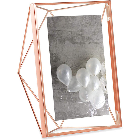 Geometric Prisma Picture Frame Photo Display for Desk Wall  5x7 Inch - Copper