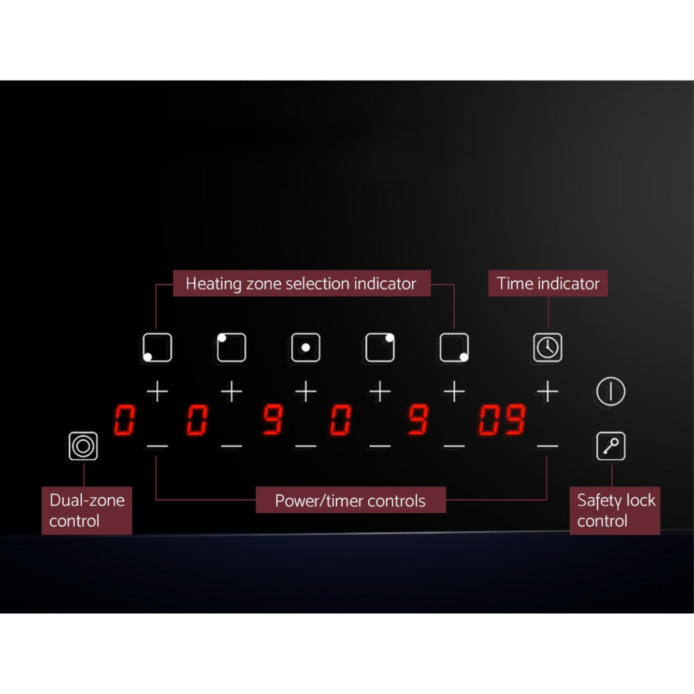 90cm Ceramic Cooktop Electric Cook Top 5 Burner Stove Hob Touch Control 6-Zones