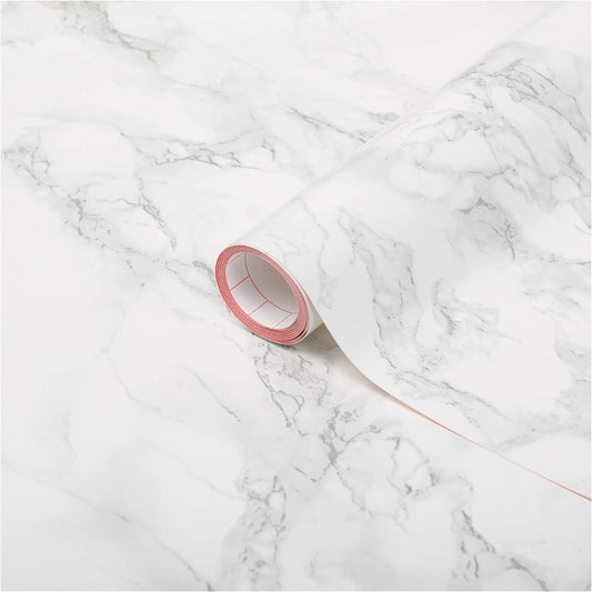 Decorative Self Adhesive Wall Film 17.71 x 78 Inch Roll - Grey Marble