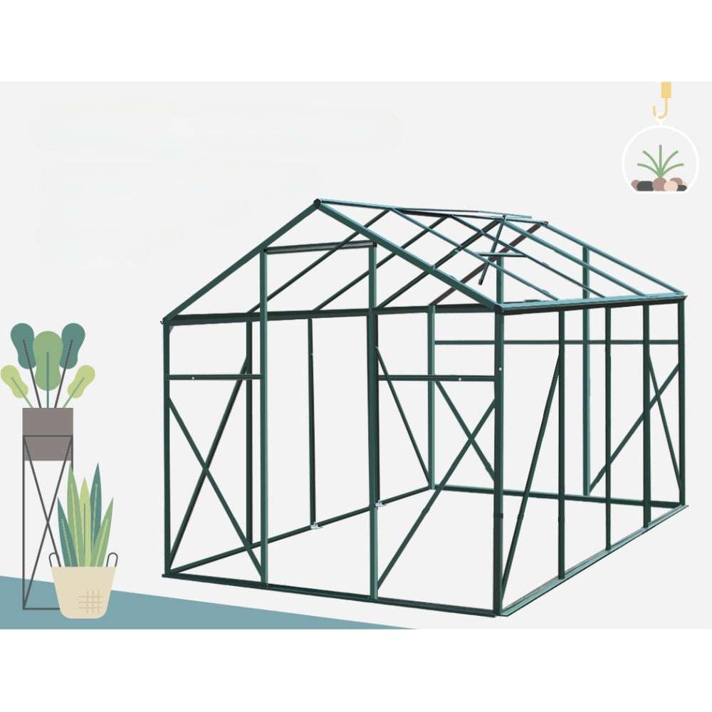 Aluminum Greenhouse Green House Garden Shed Polycarbonate 2.52x1.9M