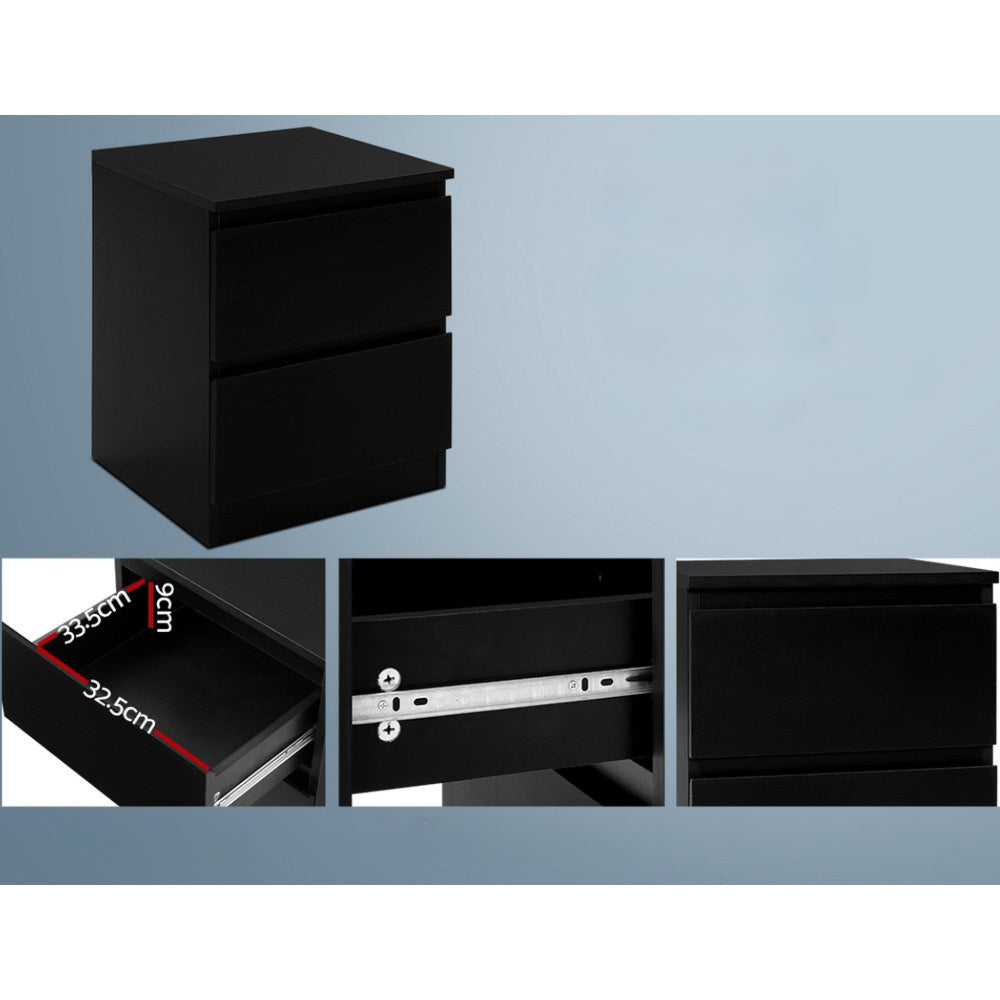 Bedside Tables Drawers Side Table Bedroom Furniture Nightstand Black Lamp