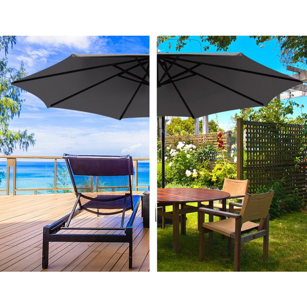 Garden Beach Sun Umbrella with Base UV Cantilever 3M - Charcoal