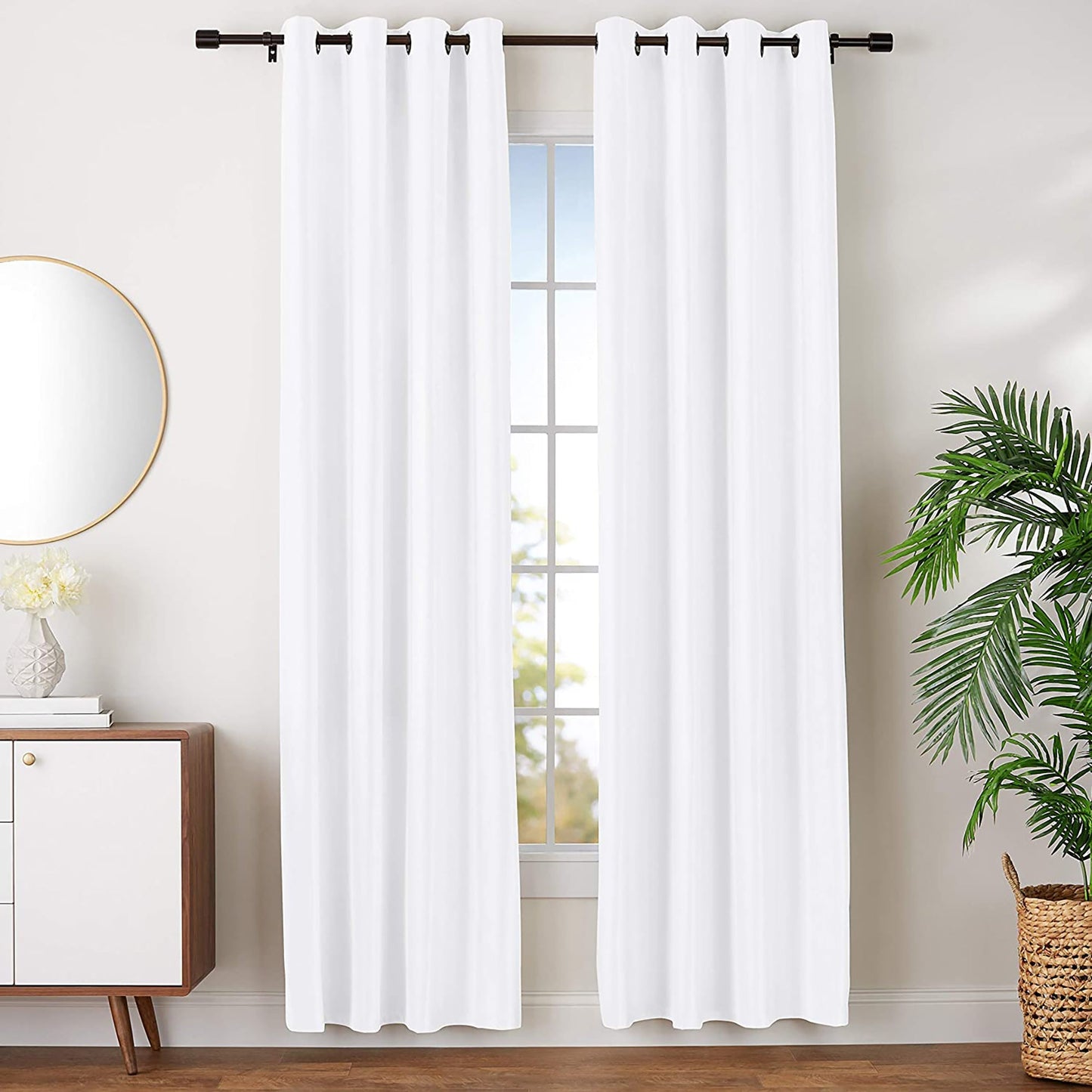 Room Darkening Blackout Window Curtains with Grommets 52 x 96 Inch 2 Panels - White