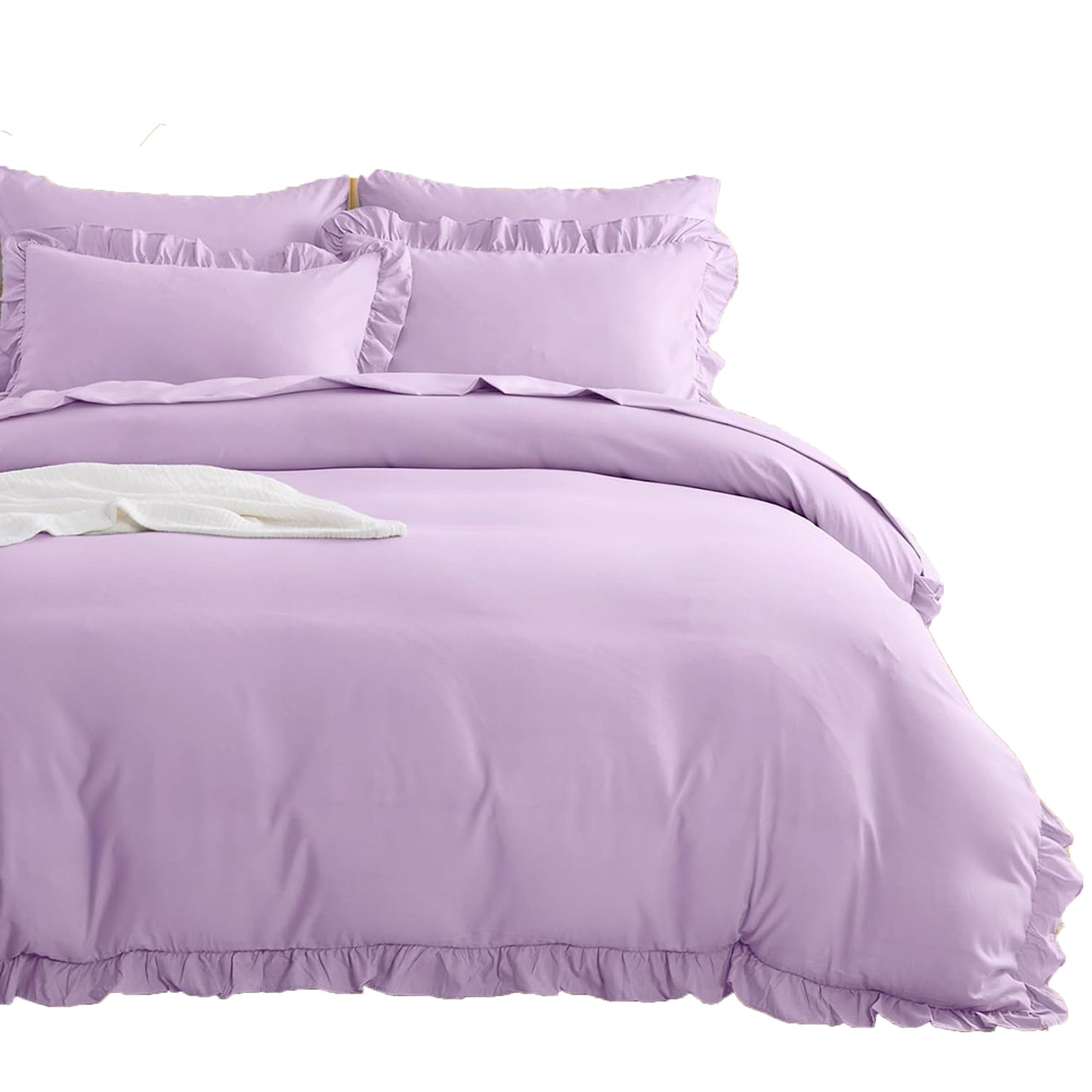 1000TC Ultra Soft Microfiber Duvet Doona Cover Quilt Cover Set - Ruffle Lilac