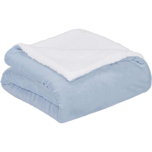 Ultra-Soft Micromink Sherpa Blanket - Smoke Blue