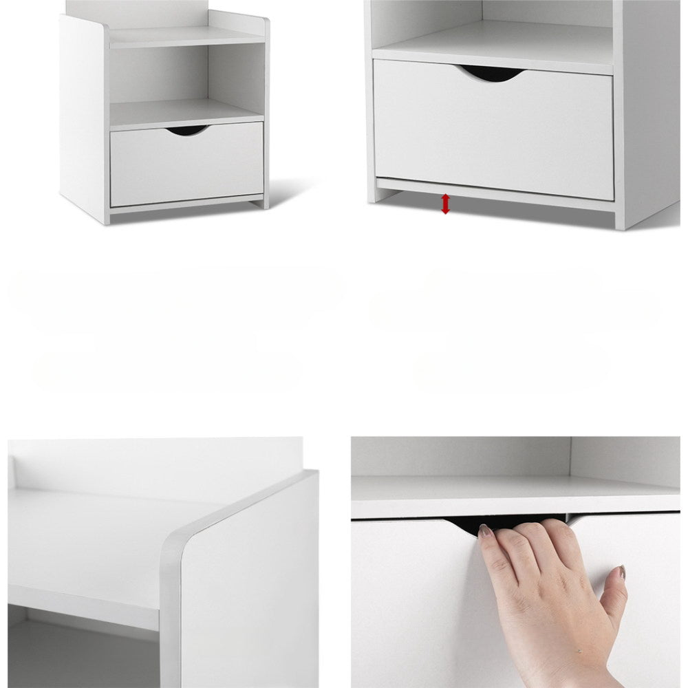 Bedside Table Cabinet Shelf Display Drawer Side Nightstand Unit Storage
