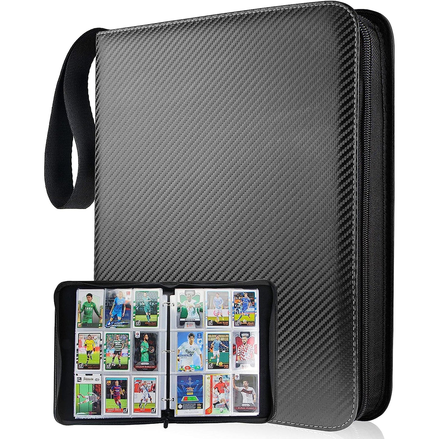 9-Pocket Pages Sleeves Card Binder Protector for PKMN Trading Cards 900 Pockets Card - Stripe Black